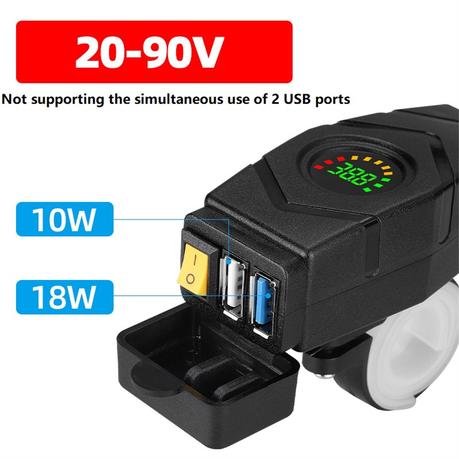 USB Charger Replacement Motorcycle QC3.0 Quick Charger For Mobile Phones