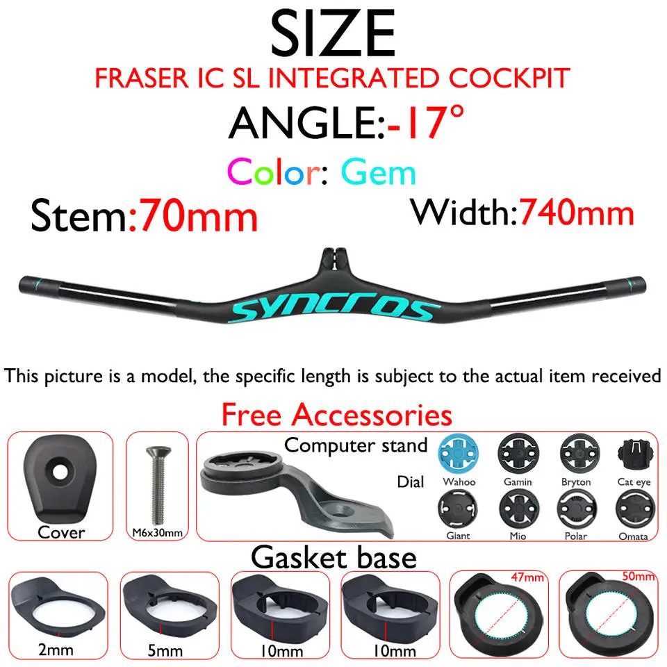 Carbon Fiber MTB Bicycle Integrated Handlebar with Stem Angle -8/-17/-25 Degree