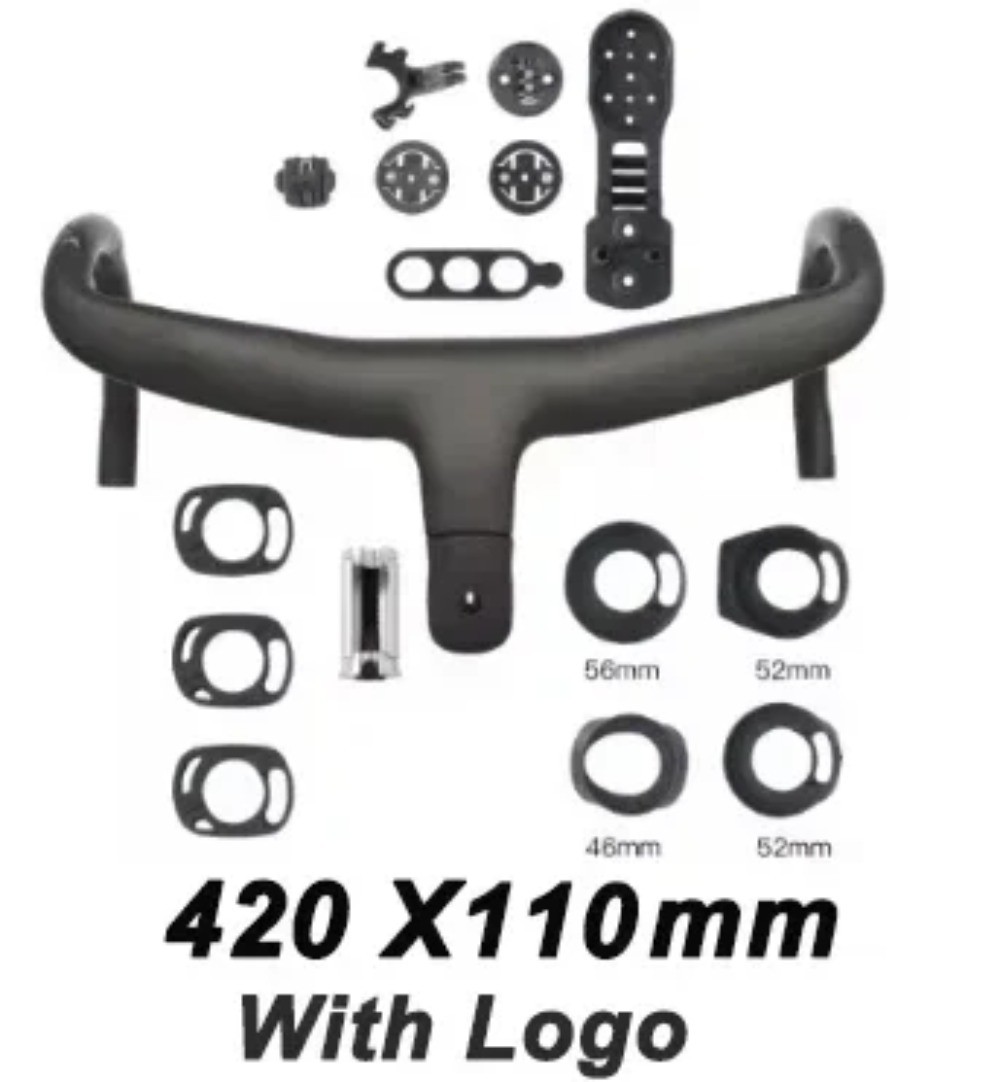 Carbon Fiber Road Bike Integrated Handlebar 400mm 420mm 440mm Computer Mount