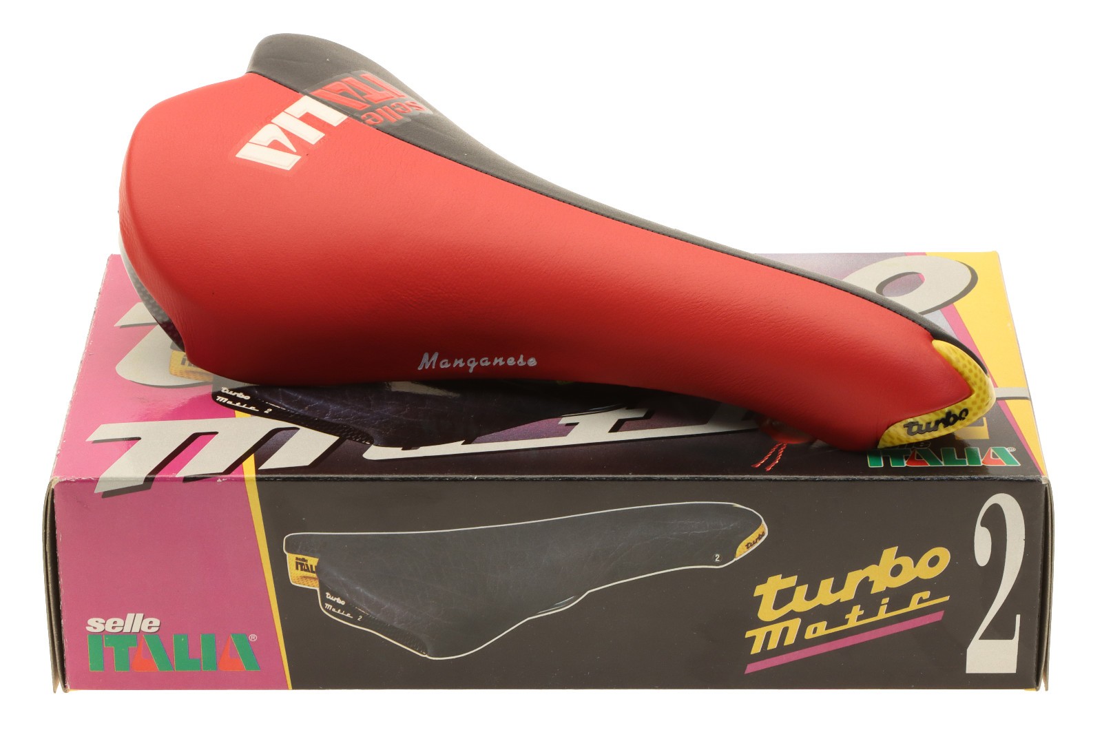 Selle Italia Turbomatic 2 Saddle Manganese Rails 90s Black Red Rare NEW NIB NOS