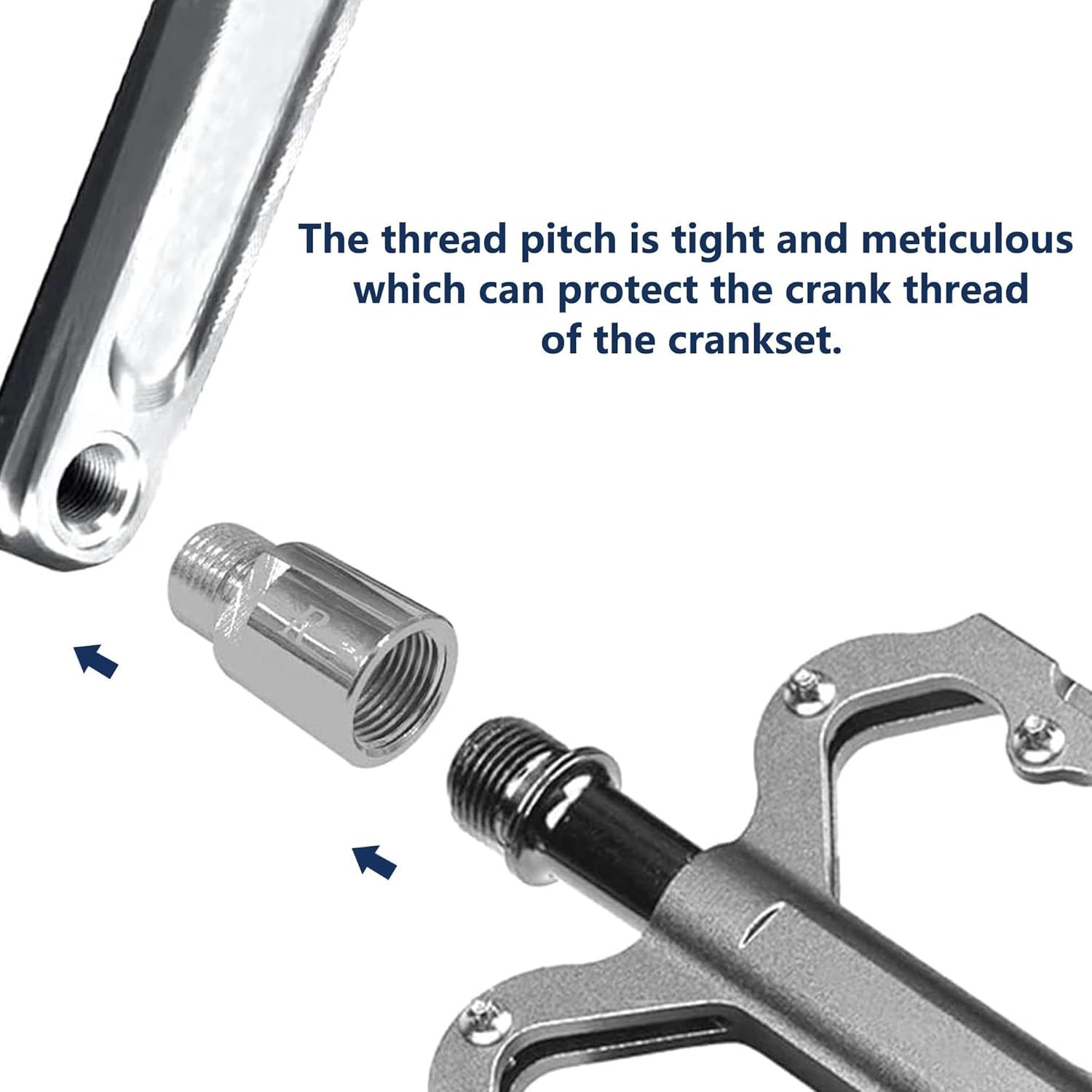 Heavy-Duty Steel Bike Pedal Extenders, 20mm Extension Spacers (1 Pair, Silver)