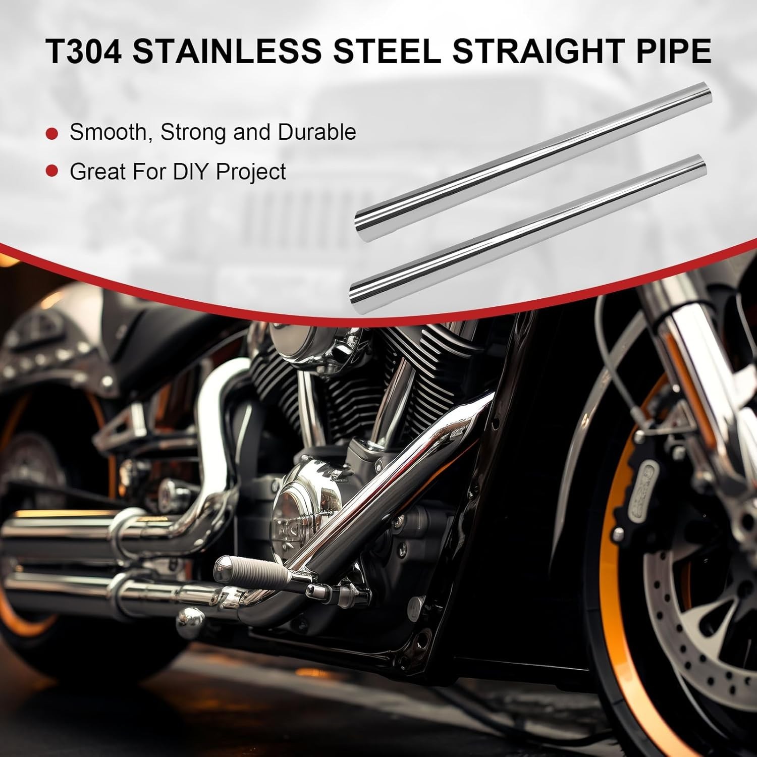 2.5 Inch Universal Straight Exhaust Pipe DIY Custom Mandrel Tube 2.5in-2PCS