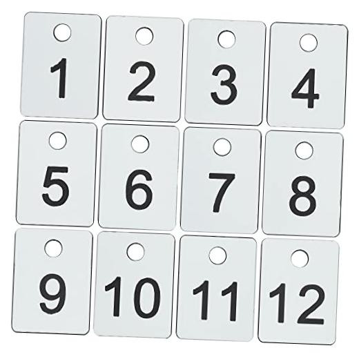 Plastic Numbered Tags Rectangle Key Number Tags Number Disc with 1-50 White