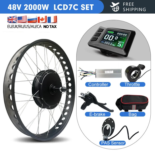 Electric Bike Conversion Kit 2000W 48V Hub Motor Wheel Rear Rotate Dropout 190MM
