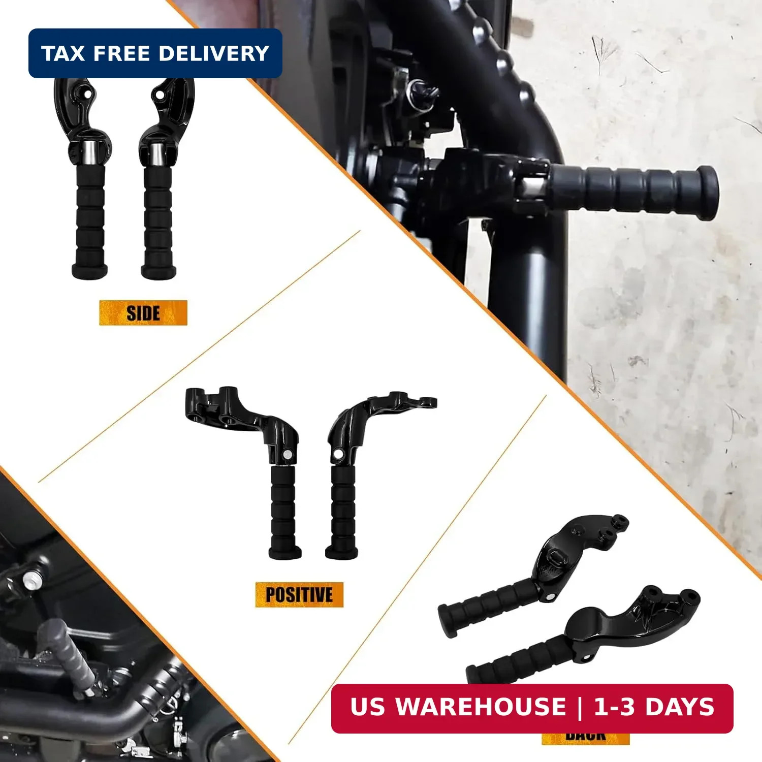 Motorcycle Rear Passenger Foot Pegs Footrest Mount Bracket Fit 2018-2025 (Gloss