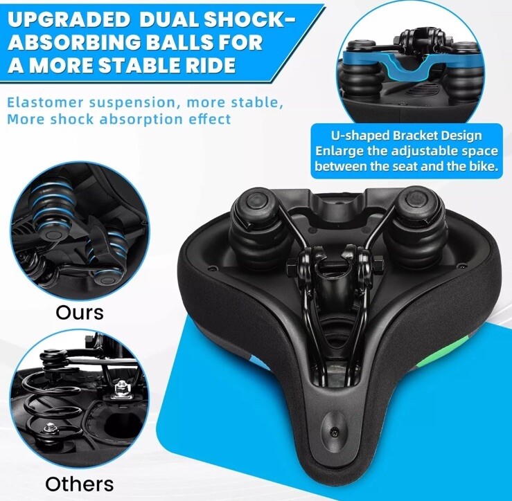 CDYWD Oversized Bike Seat for Men Women Comfort, Extra Wide Bicycle Seat Cush