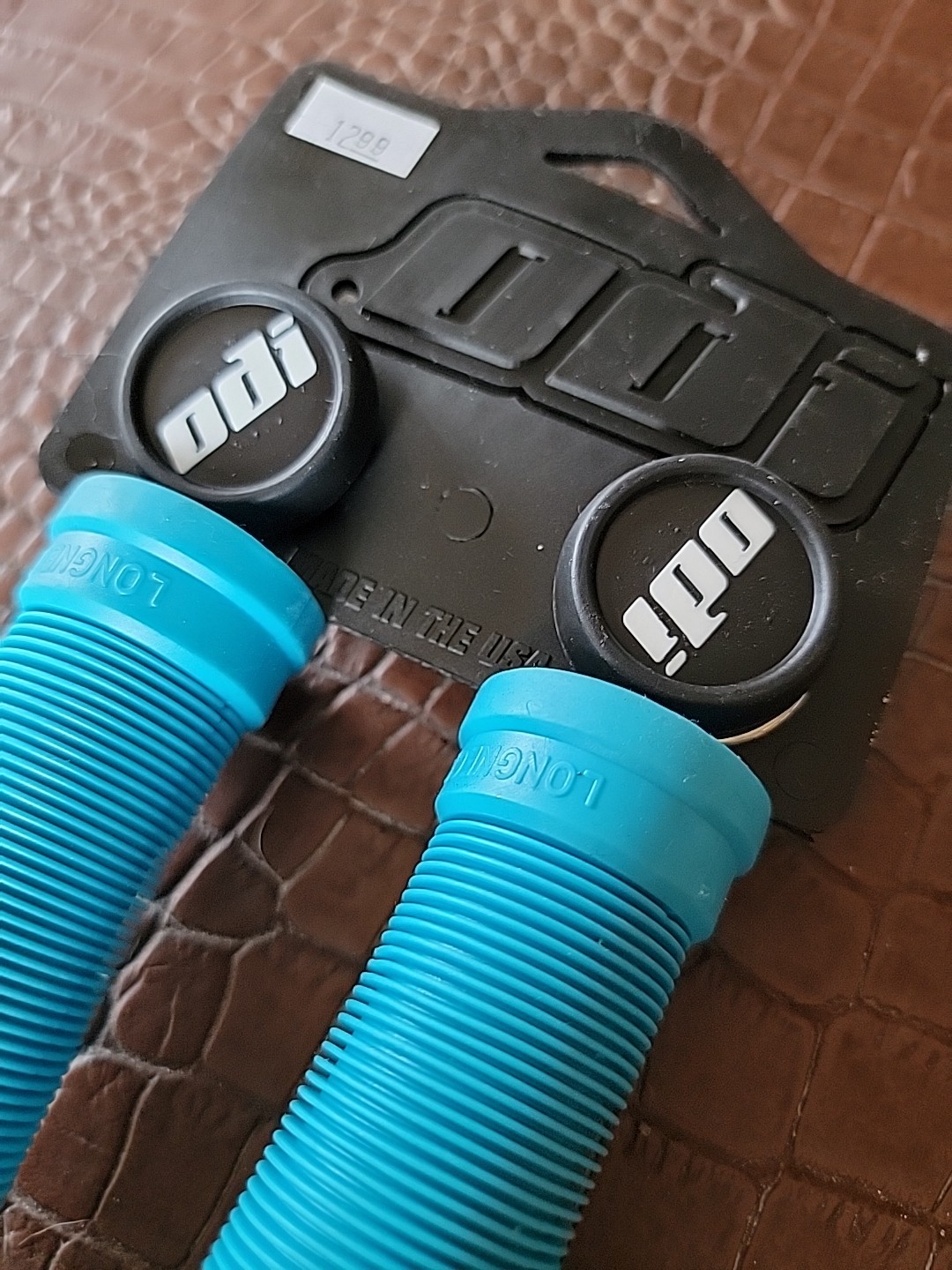 ODI Soft Flanged TEAL Blue Longneck Grips Softies BMX Bikes / Scooters 143mm