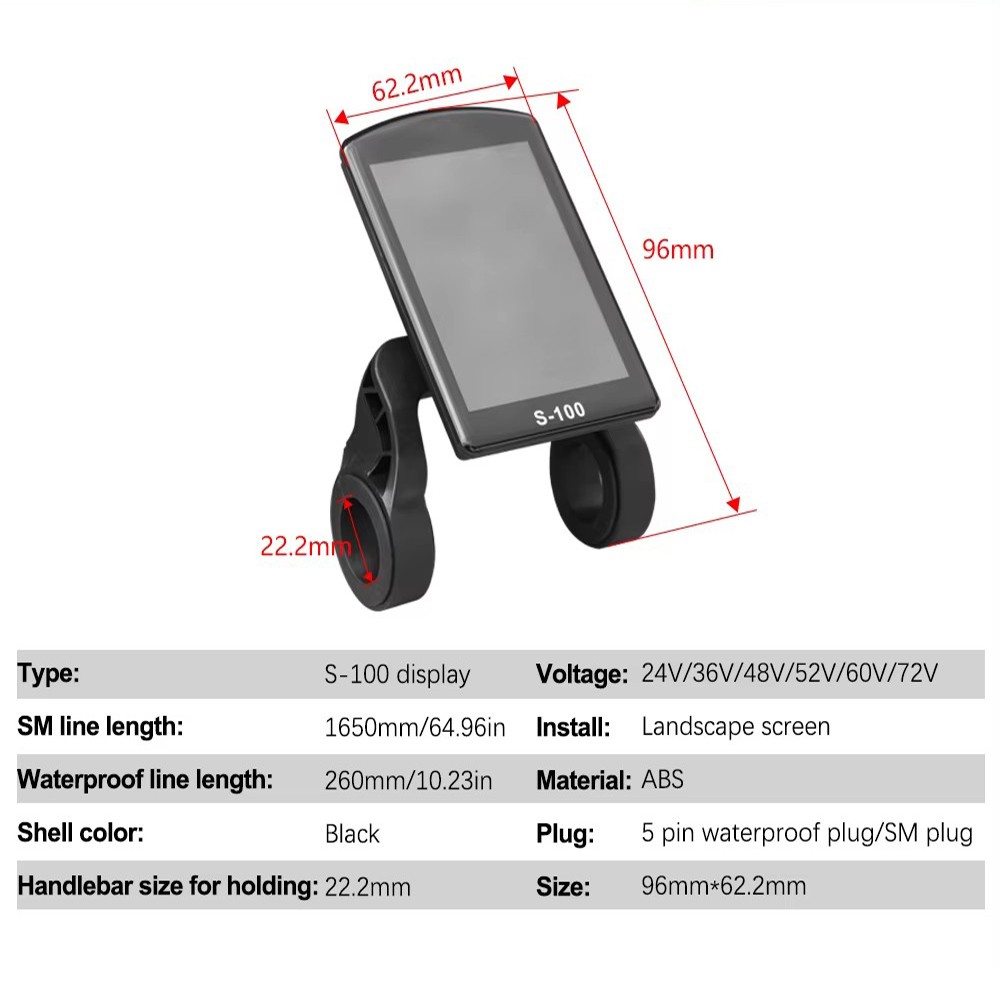E-Bike 48V-72V 1000W-3000W 60A Dual Mode Sine Wave Controller w/ Display SM Plug