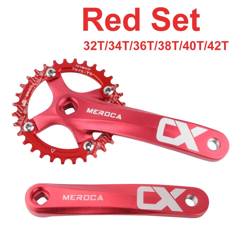 Square Hole MTB Crankset 104BCD 170mm Narrow Tooth Chainring 32/34/36/38/40T/42T