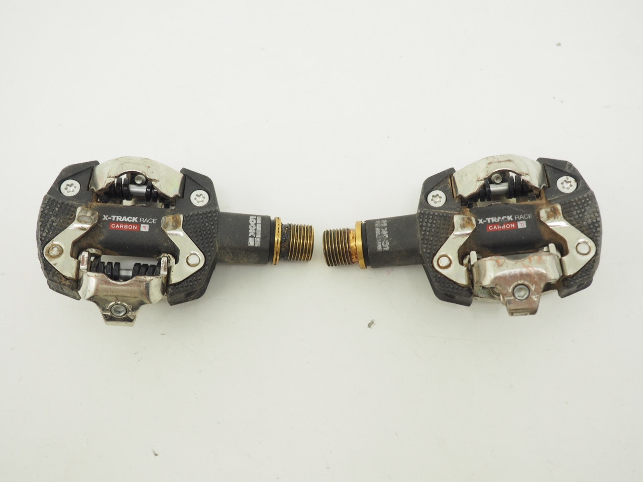 LOOK X-Track Race Carbon Ti Mountain Bike Pedals Black / Gold w/o Cleats *Good*