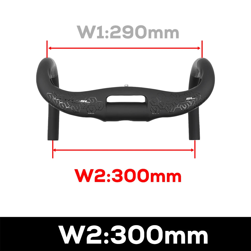 Road Bicycle Carbon Cockpit Handlebar Matt Black Internal Wiring 300mm-360mm