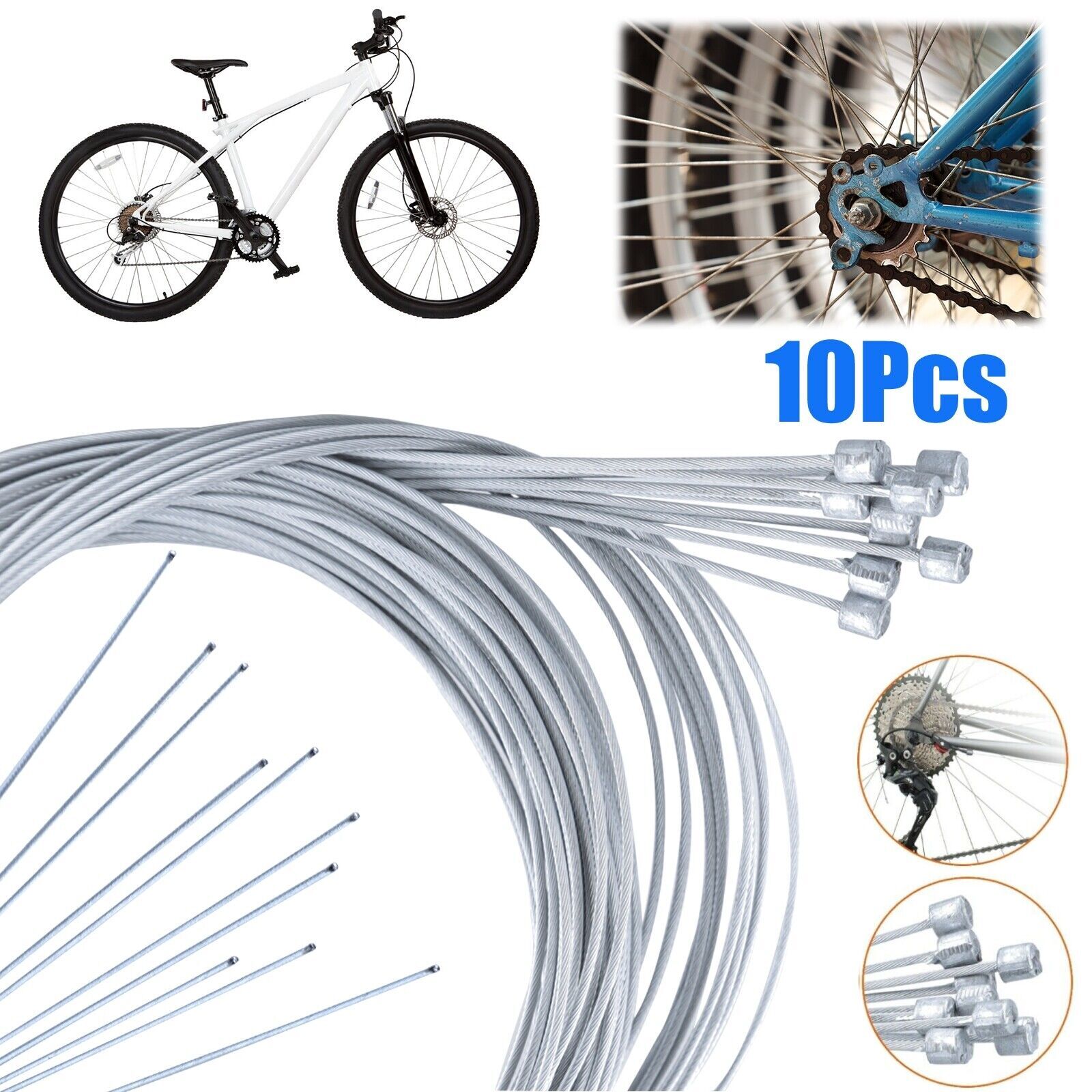 20× Bicycle Bike Shift Cables Stainless Steel Shifter Front Rear Inner Wire 2M