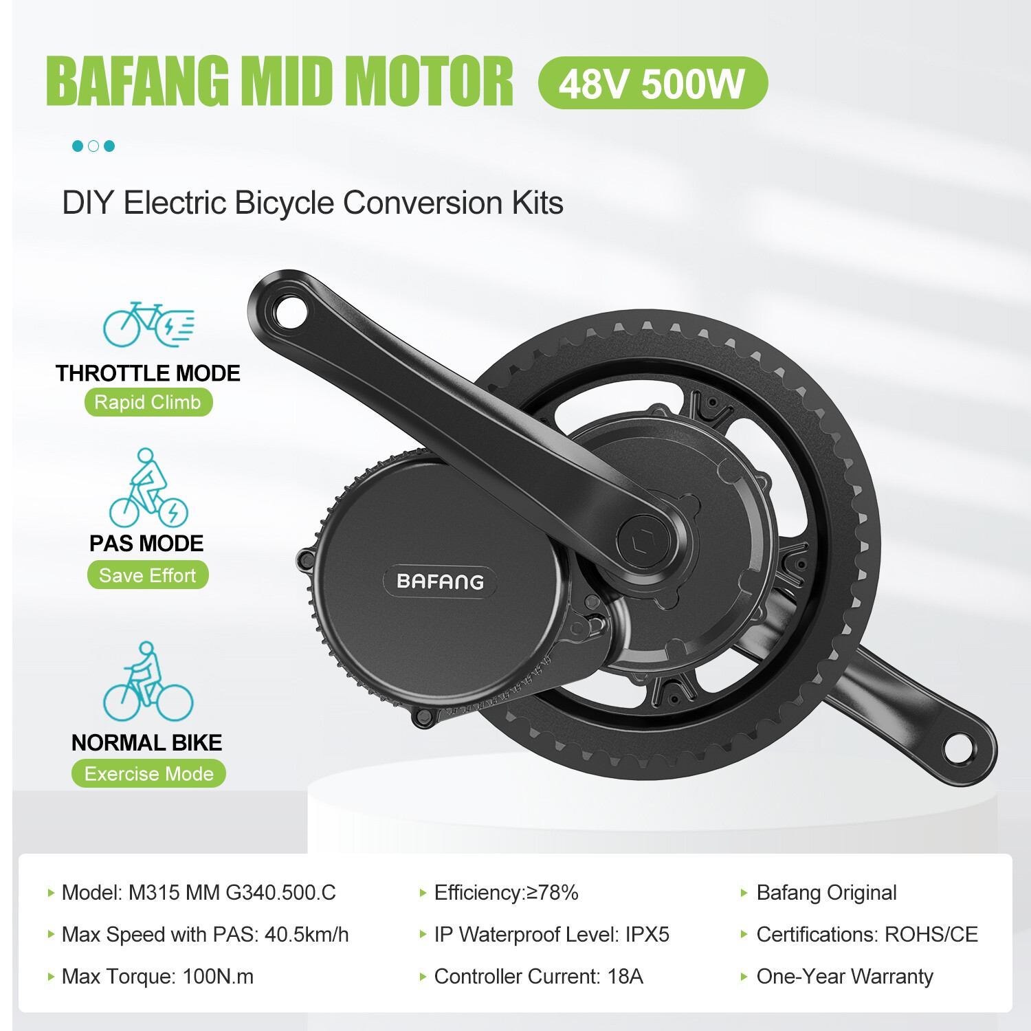 36V/48V/500/750W Bafang Mid Drive Motor 68-73MM DIY Ebike Conversion Kits USA