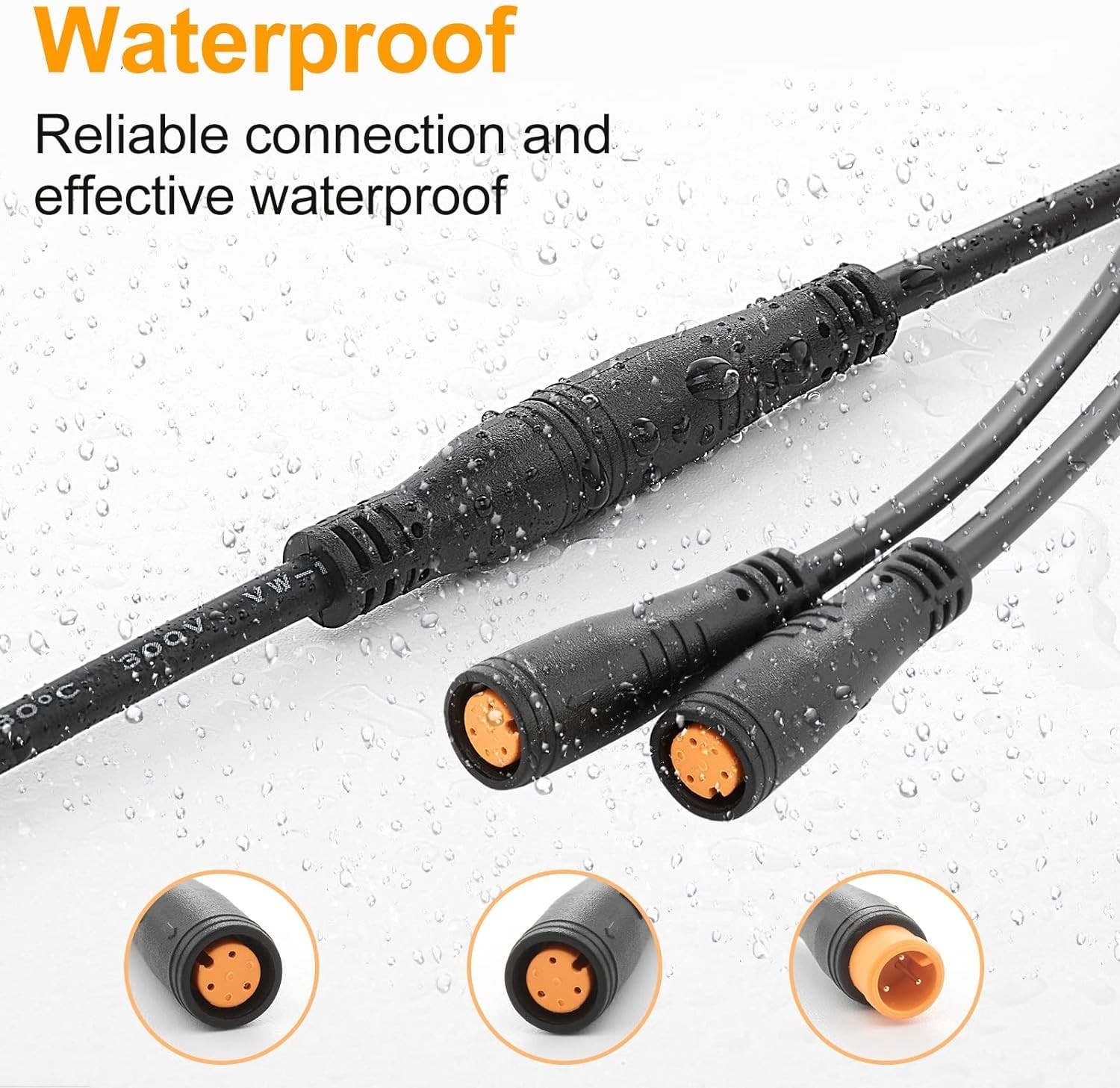 YSplit Extension Cable 1T2 Wire 3pin Waterproof Ebike Light Gear Brake 2 PCS
