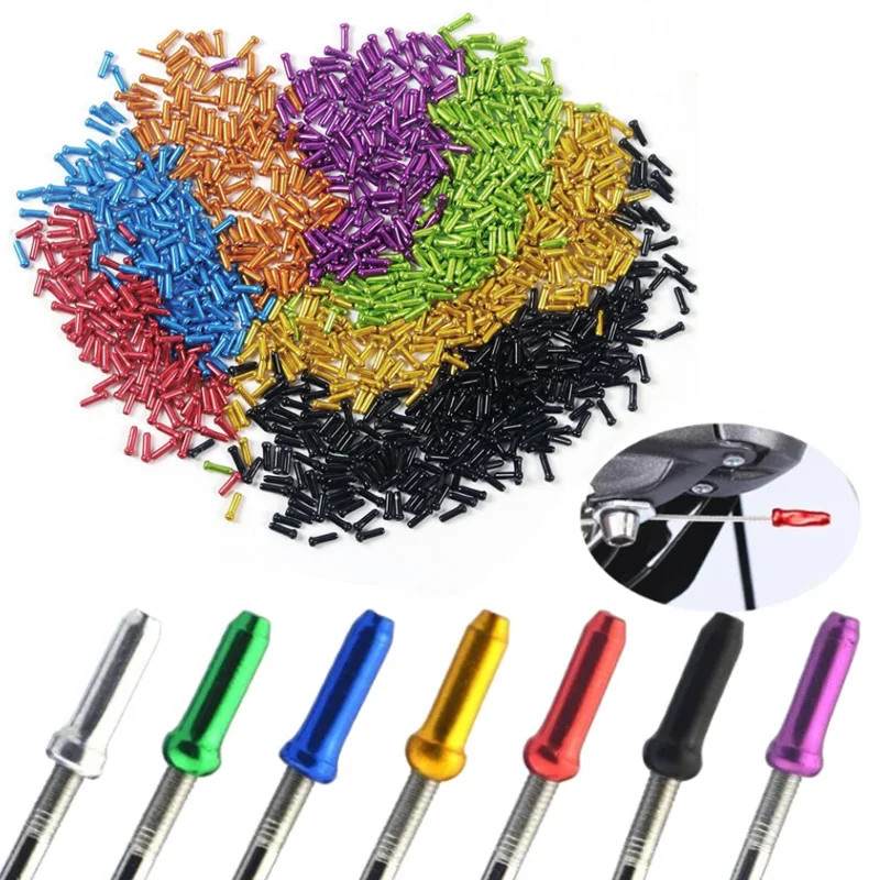 50/100Pcs Bicycle Cable End Caps Aluminum Alloy Bike Brake Shifter Cable Tips Wi