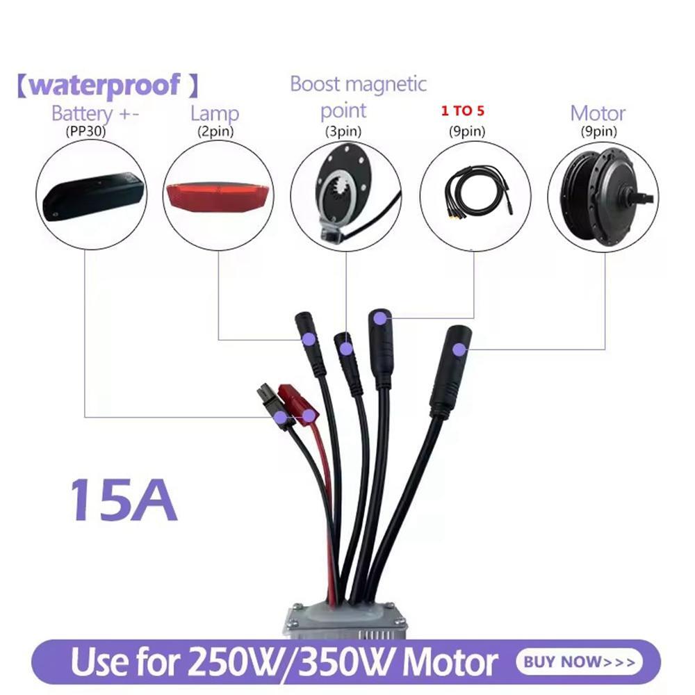 E-Bike Riding Display/Controller 36V/48V 15A 22A Motor 250W 350W 500W 3 9 Pin