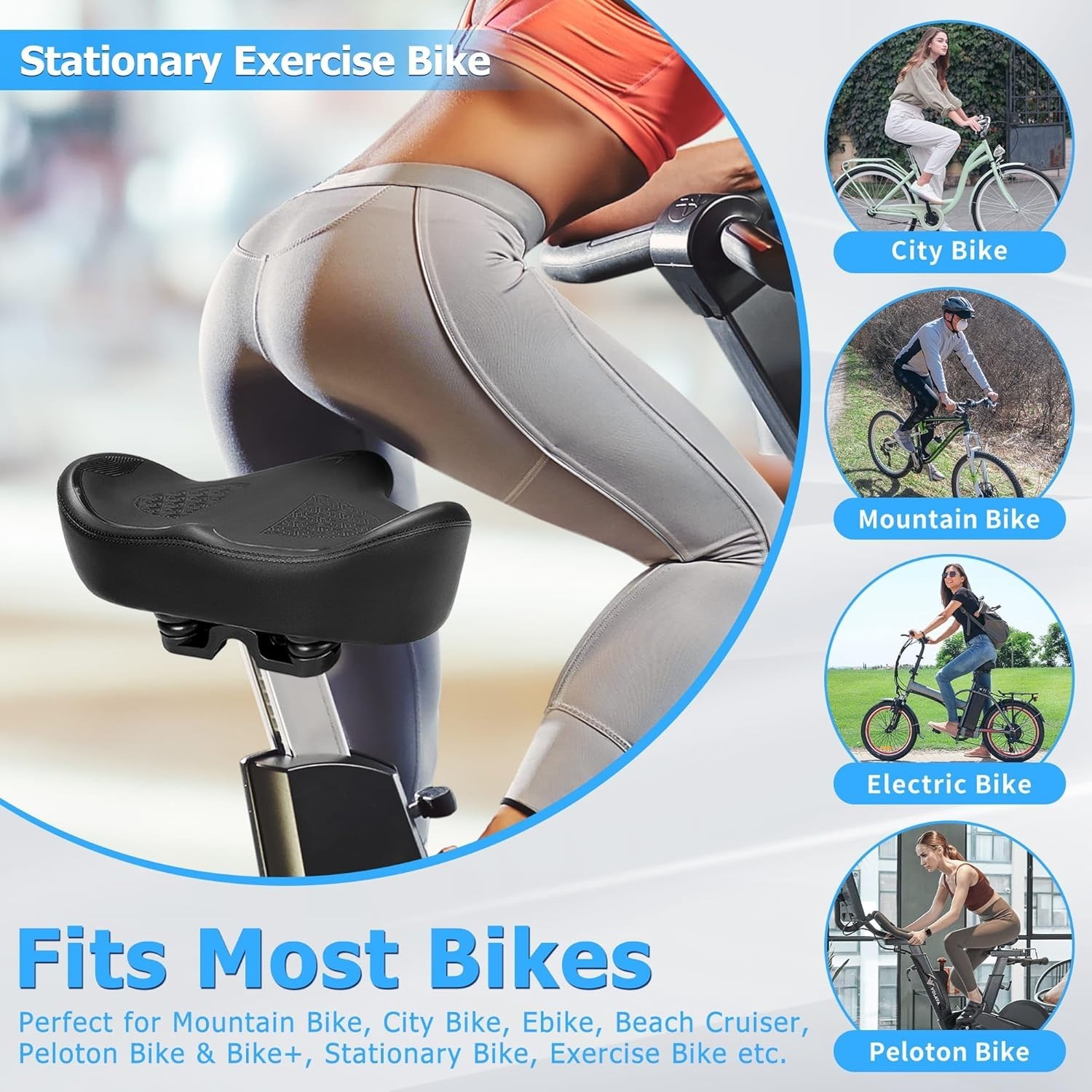 CDYWD Oversized Bike Seat for Men & Women Comfort, Extra Wide Bicycle Seat Cushi