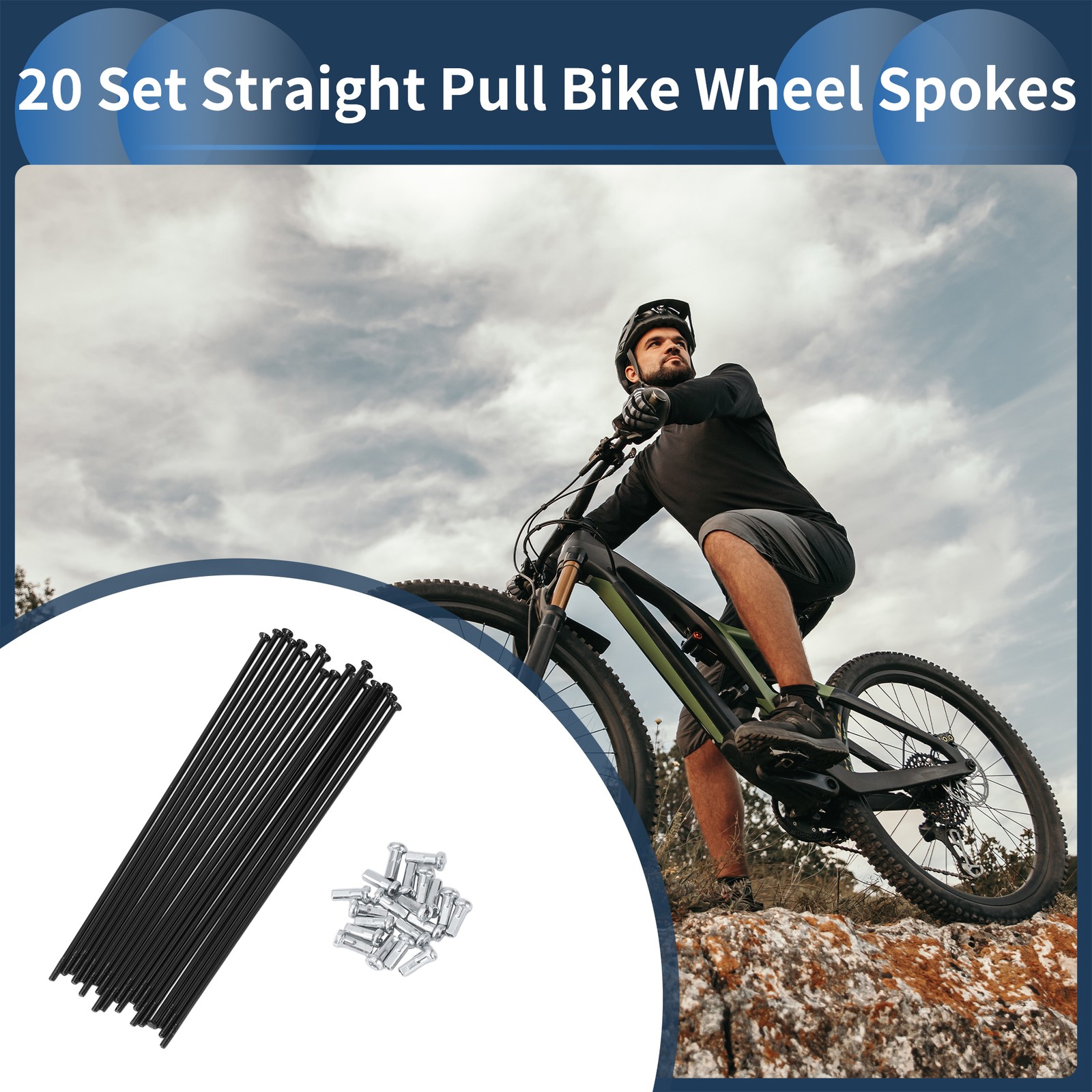 20 Set 14G Straight Pull Bicycle Spokes 139mm Straight Pull Bike Wheel Spokes