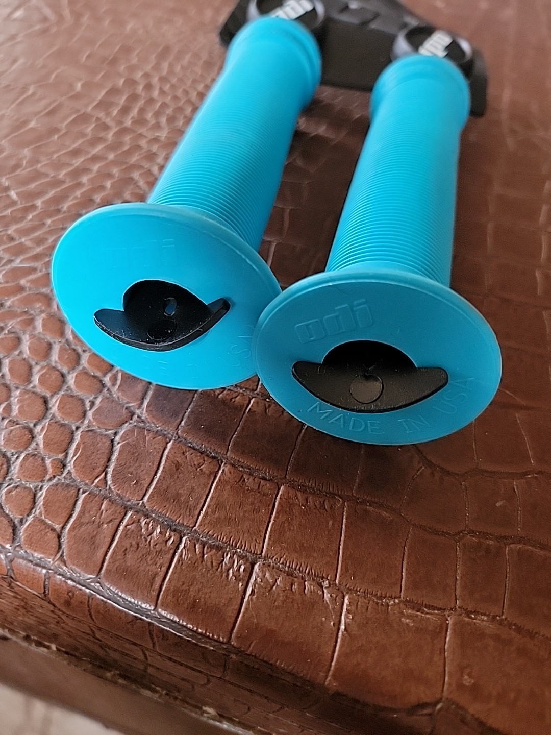 ODI Soft Flanged TEAL Blue Longneck Grips Softies BMX Bikes / Scooters 143mm