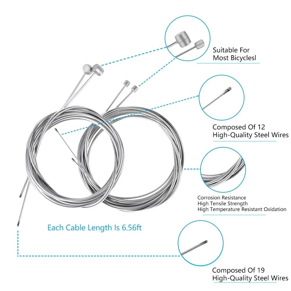 4PCS Bike Brake Cable Shifter Cable, Bicycle Gear Cable Wire for Mountain Bik…