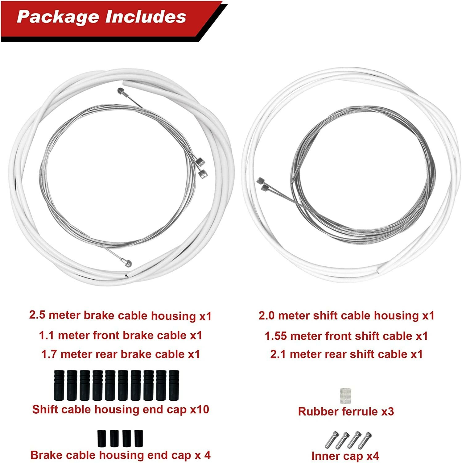 RealiNice 2-in-1 DIY Gear Shift and Brake Cable Housing Kit Set Galvanized Cable