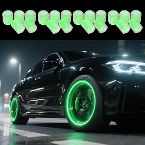 Glow in The Dark Tire Valve Caps, 20 Pcs Upgraded Version Fluorescent Car Tire