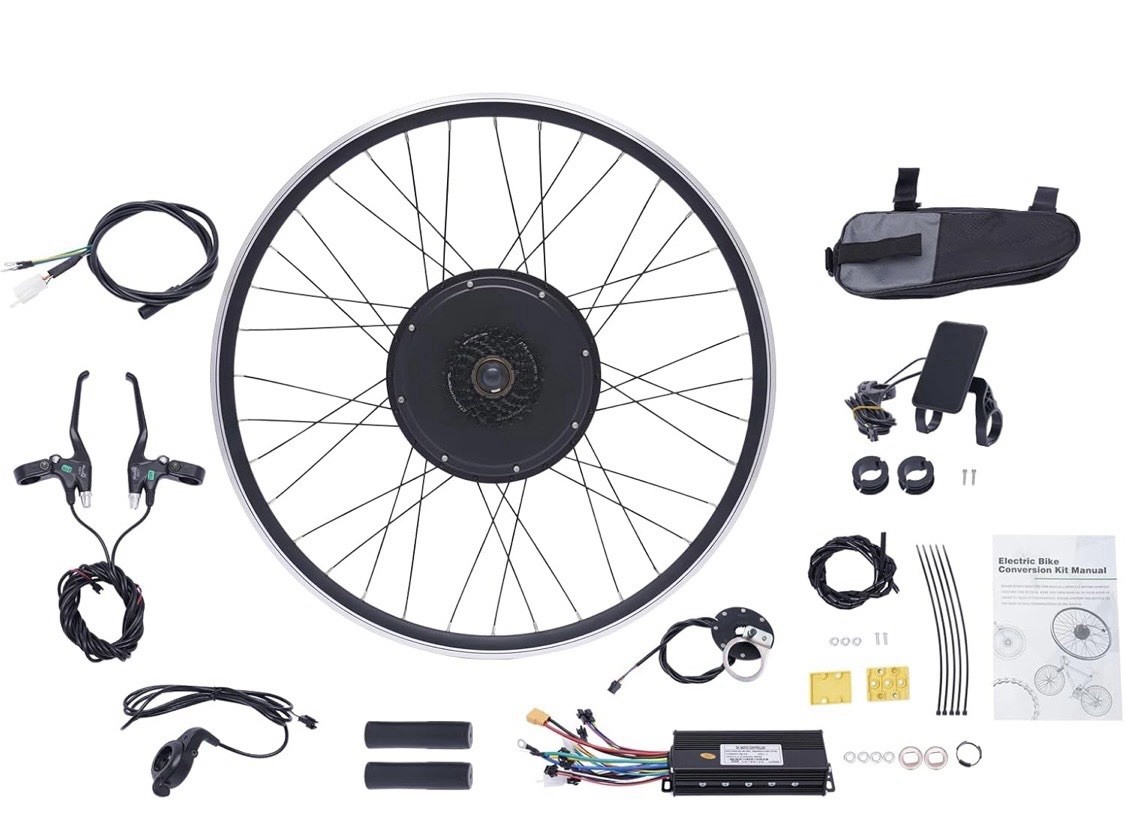 BounceyCart 48V 1000W Rear Wheel 700C E-Bike Kit w/ Controller & Brakes