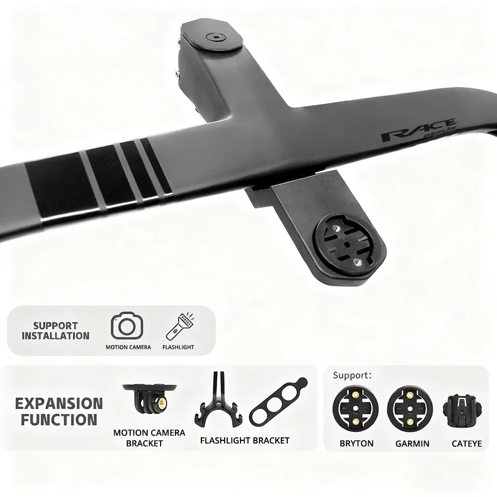 Road Bicycle Full Carbon Fiber Integrated Handlebar High Rigidity 380-440mm