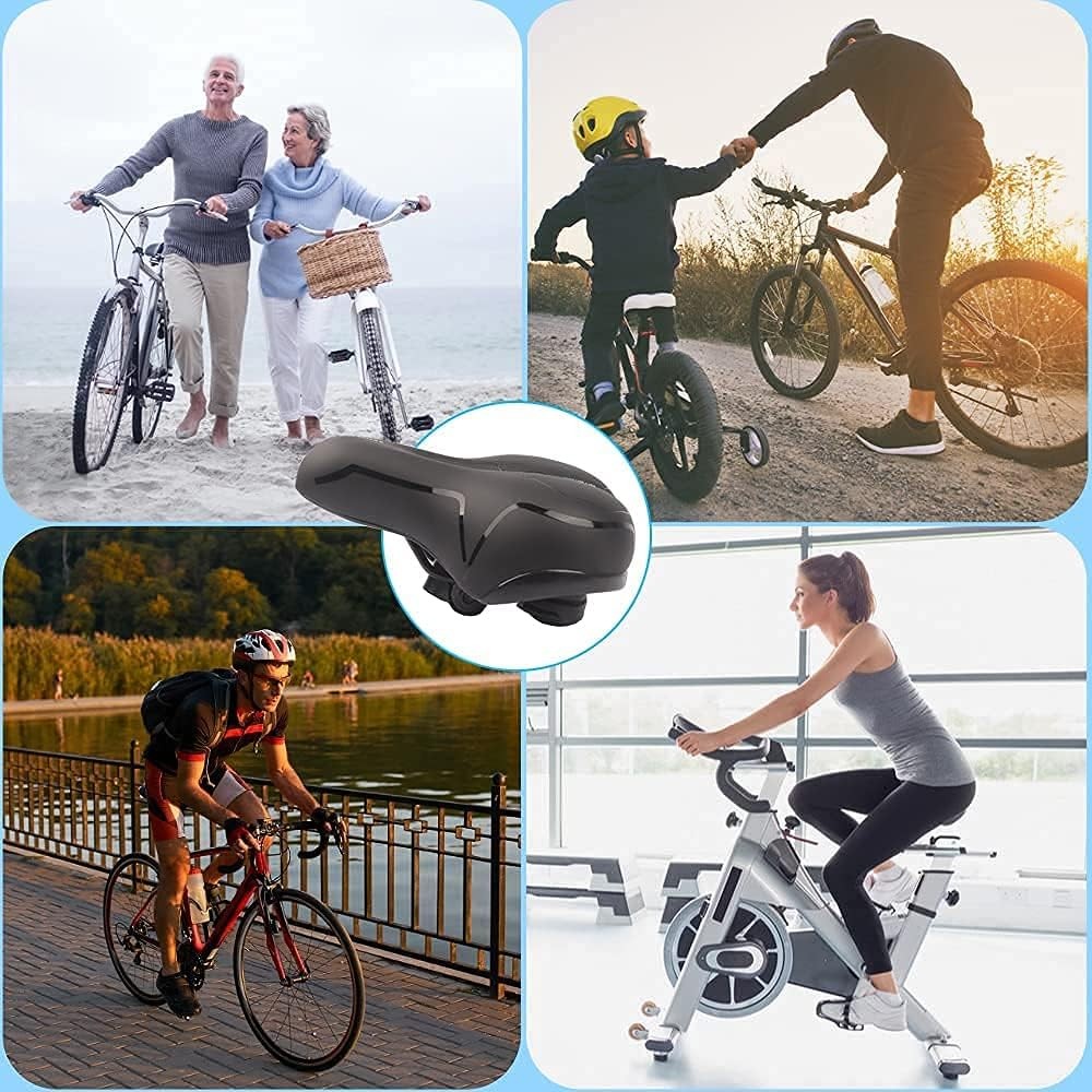 Comfort Bike Seat Wide Bicycle Saddle Memory Foam Padded Soft Cushion w/ Reflect