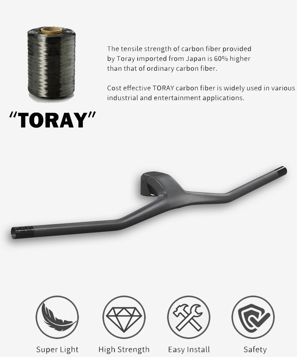 -30 Degree Full Carbon MTB Integrated Cockpit Internal Cable Bicycle Handlebar