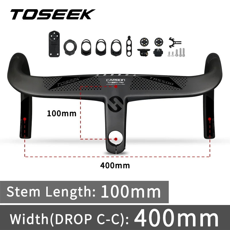 Bicycle Drop Bar Carbon Integrated Handlebar 28.6mm with Bike Computer Holder