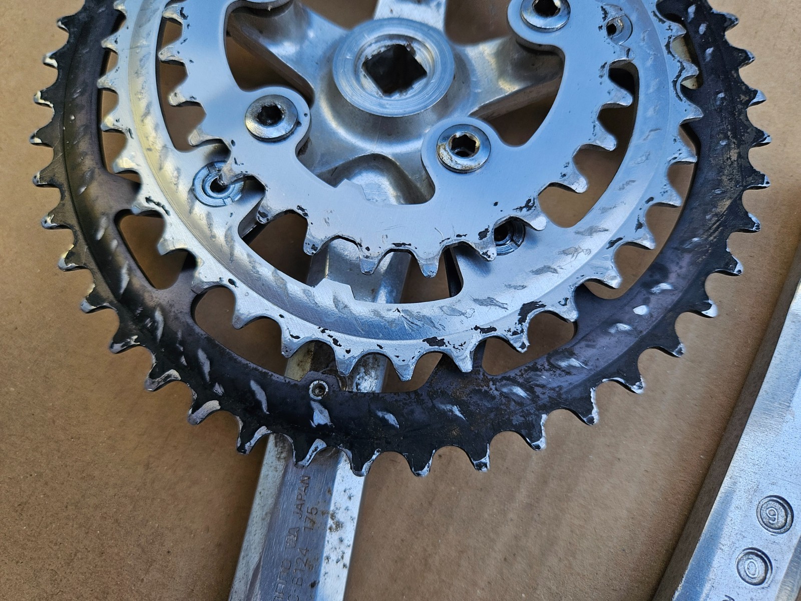 Vintage Shimano FC-B124 BioPace Triple Mountain Crankset 175mm 48/38/28 XT Japan