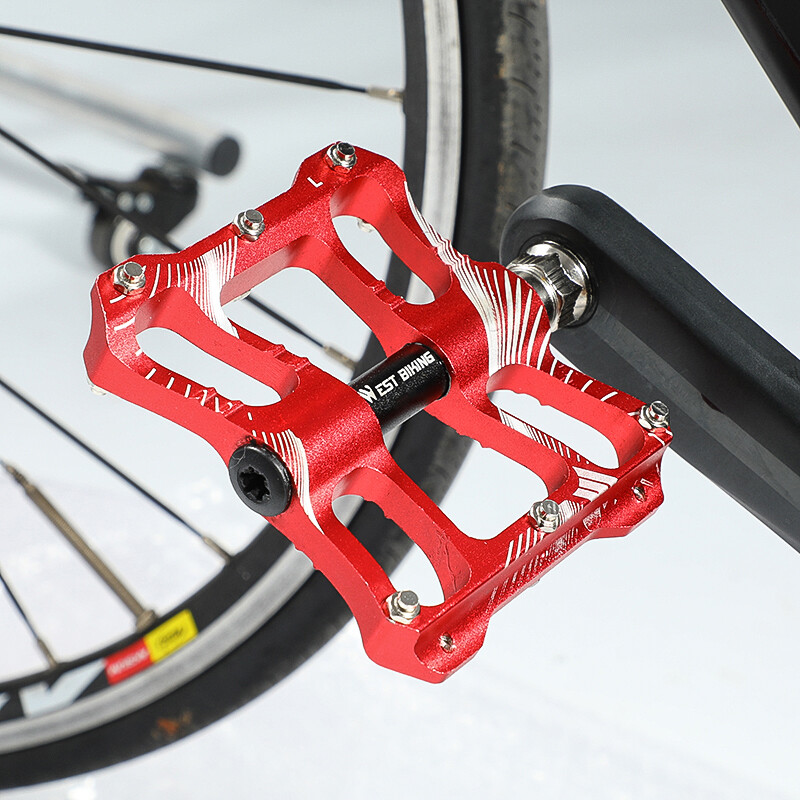 WEST BIKING 2 Sealed Bearings Bicycle Pedals Aluminum Alloy Bike Flat Pedals Red