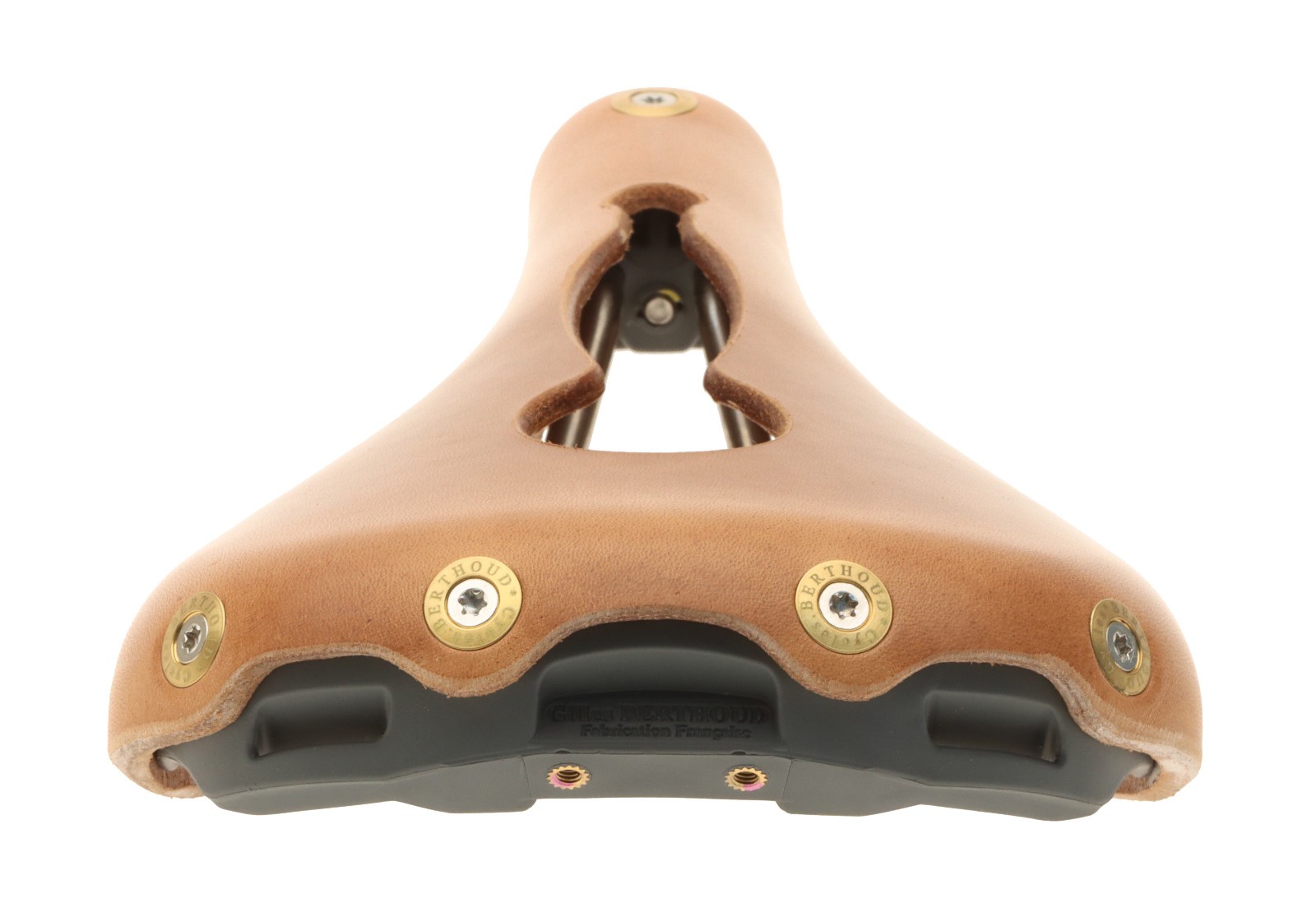Gilles Berthoud Agnel Open Saddle Titanium Rails Hard Leather Natural NEW NOS