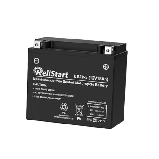 Motorcycle Battery YTX20HL, EB20-3, 12V 18Ah, 250 CCA, Powersport 12V-18AH