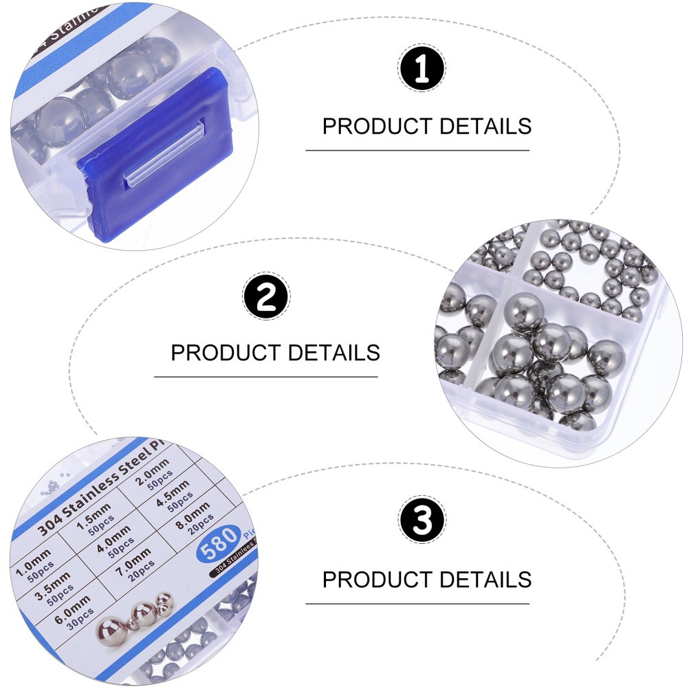 580Pcs Stainless Steel Balls Durable Bearing Steel Balls for Home Use Silver