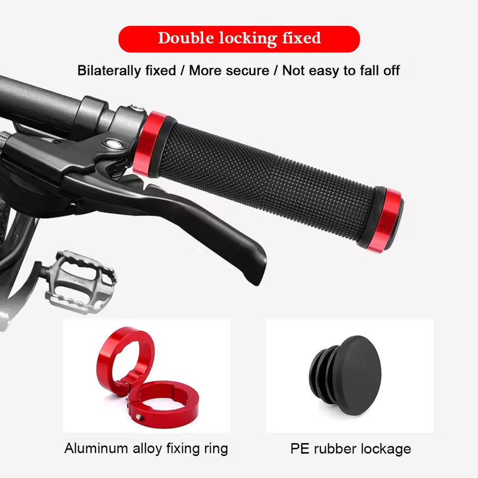 Ergonomic Rubber Bicycle Handlebar MTB Mountain Bike Grips Cycling Lock-On Ends
