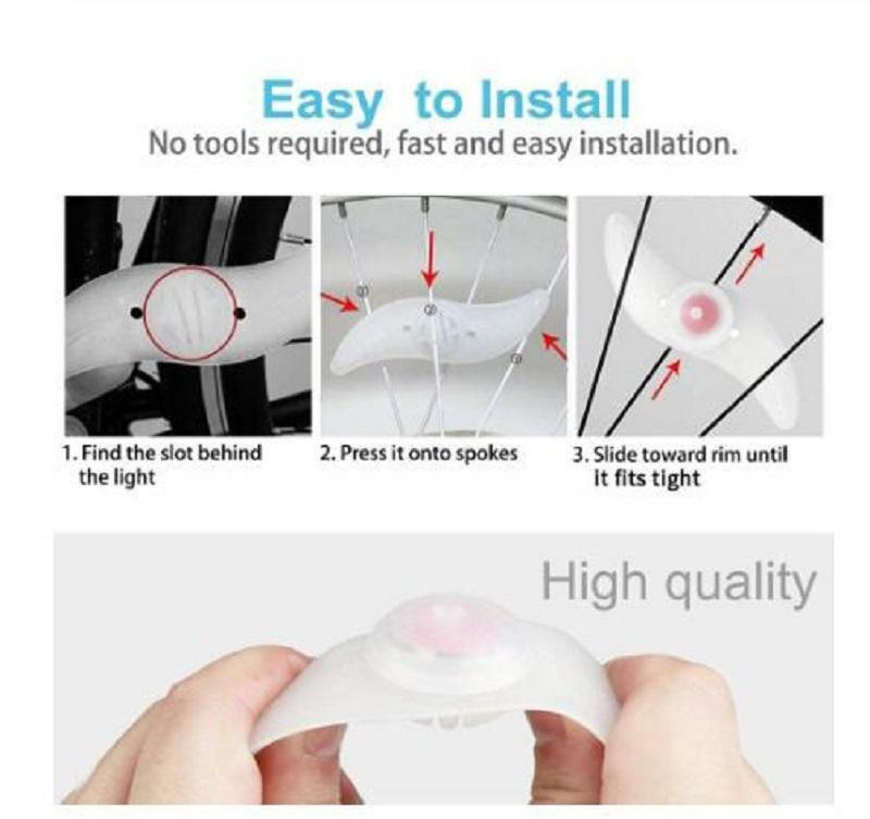 SPOKE REFLECTOR glow LED light-up 5″ LONG SAFETY mode FOR Cycling Bikes Bicycles