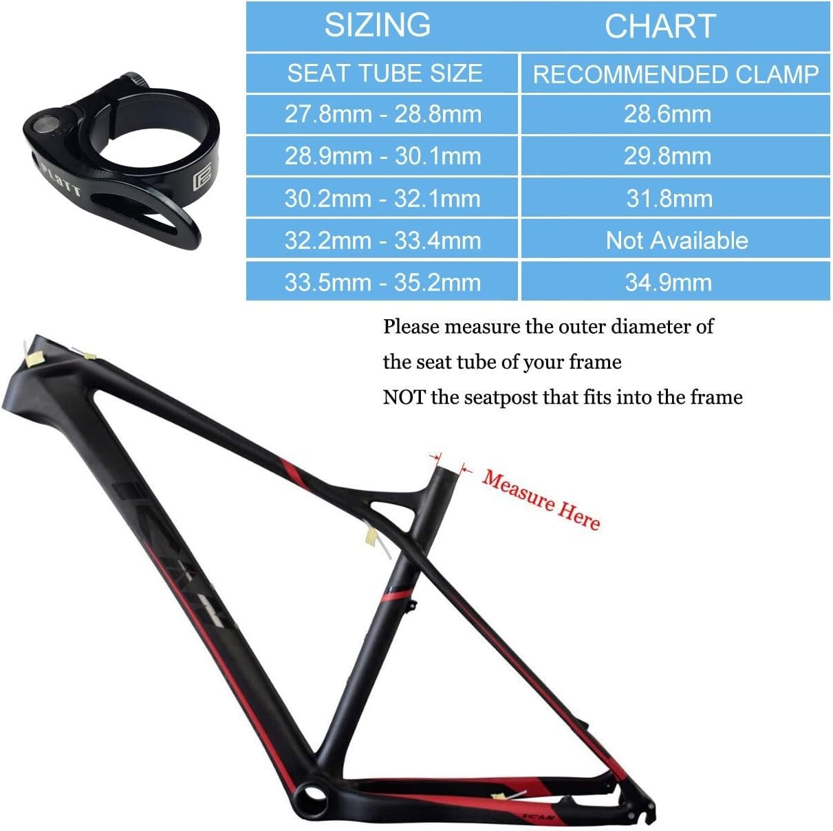 Strong and Universal Aluminum Alloy Bike Seat Clamp – Fits 25.4/27.2/30.8/31.6mm