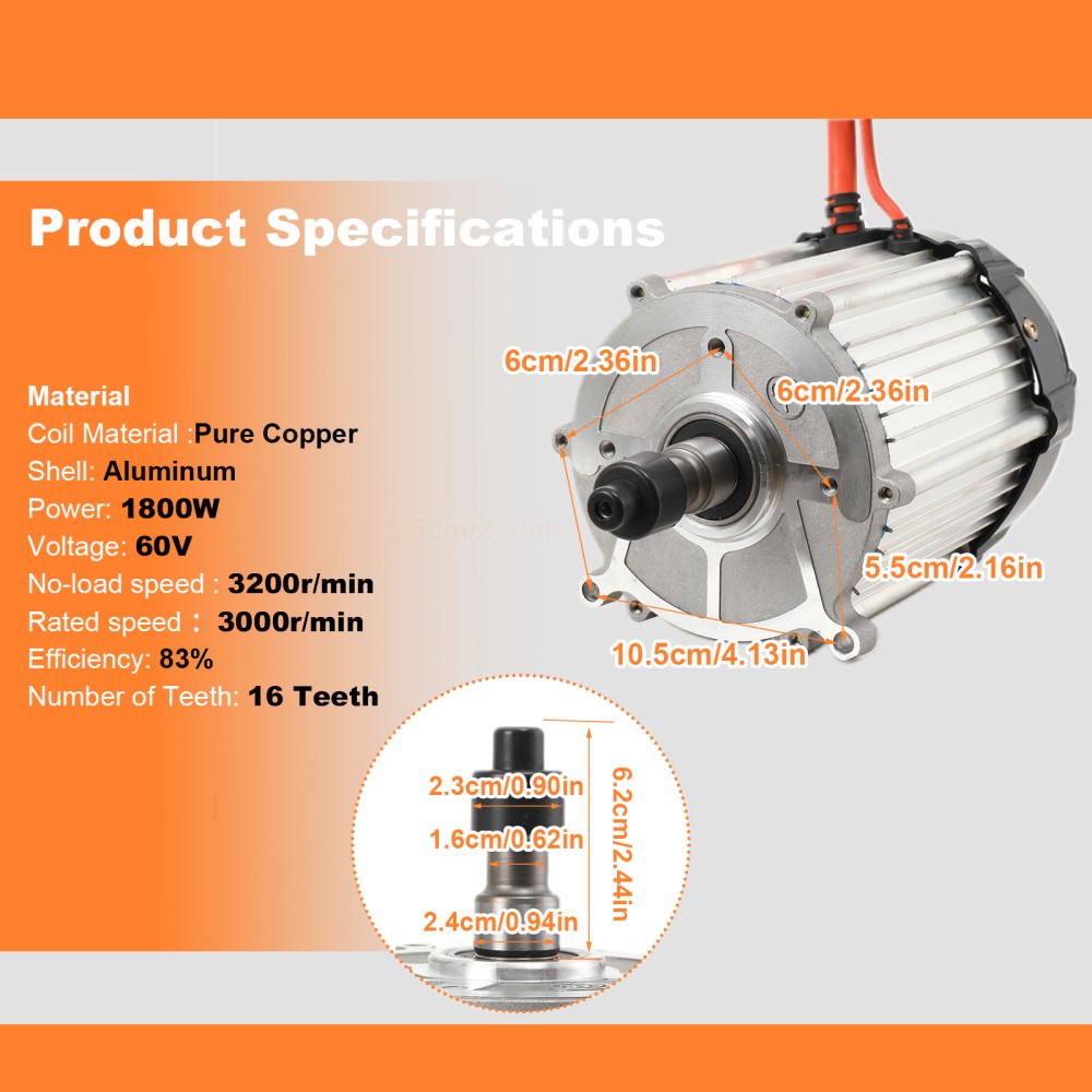 High Speed Brushless Motor 1800W Electric Tricycle Engine Drive Motor 3200RPM