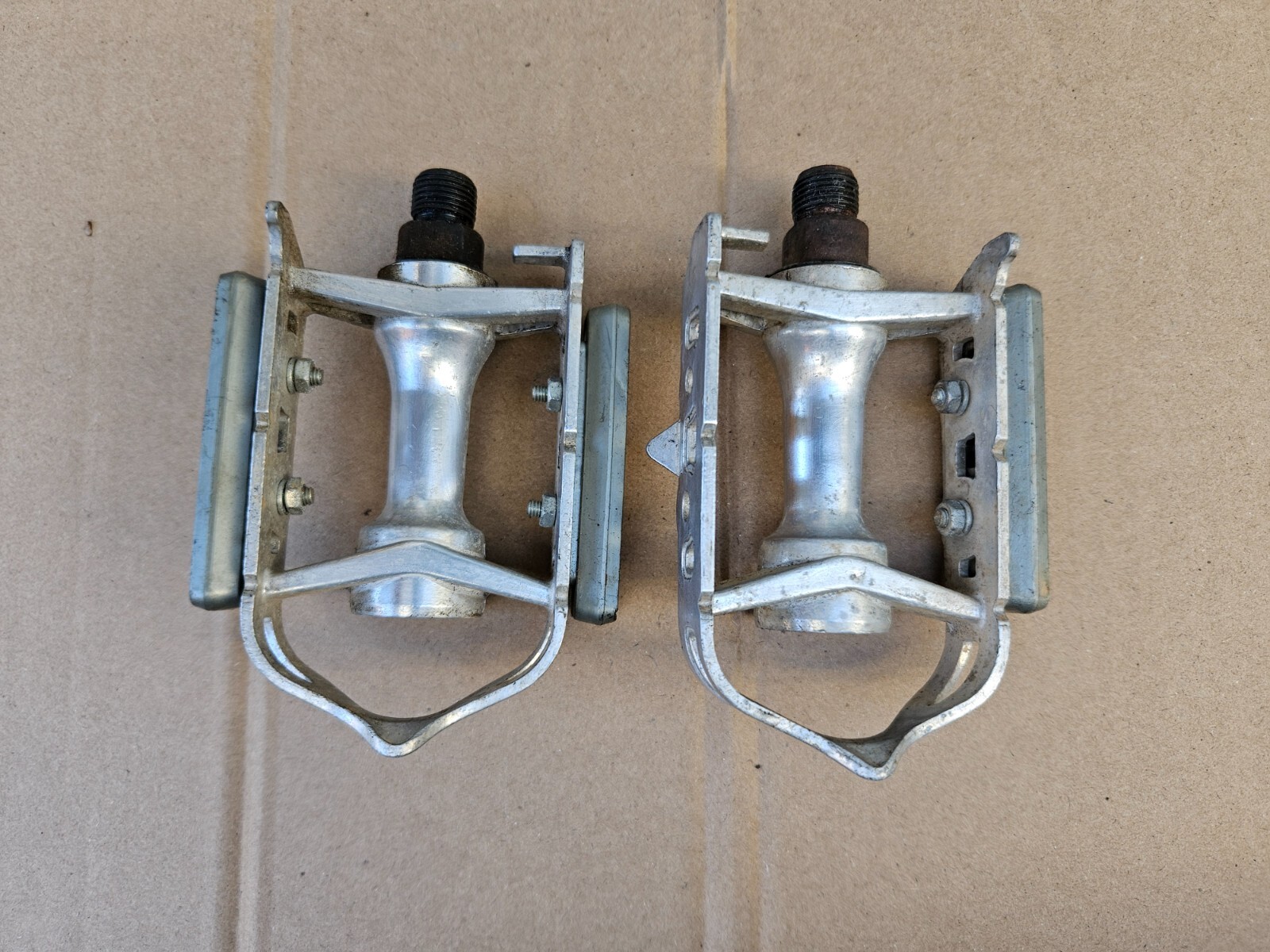Vintage HTI A19 Road Bike Platform Pedals Bike 9/16″ Silver Aluminum