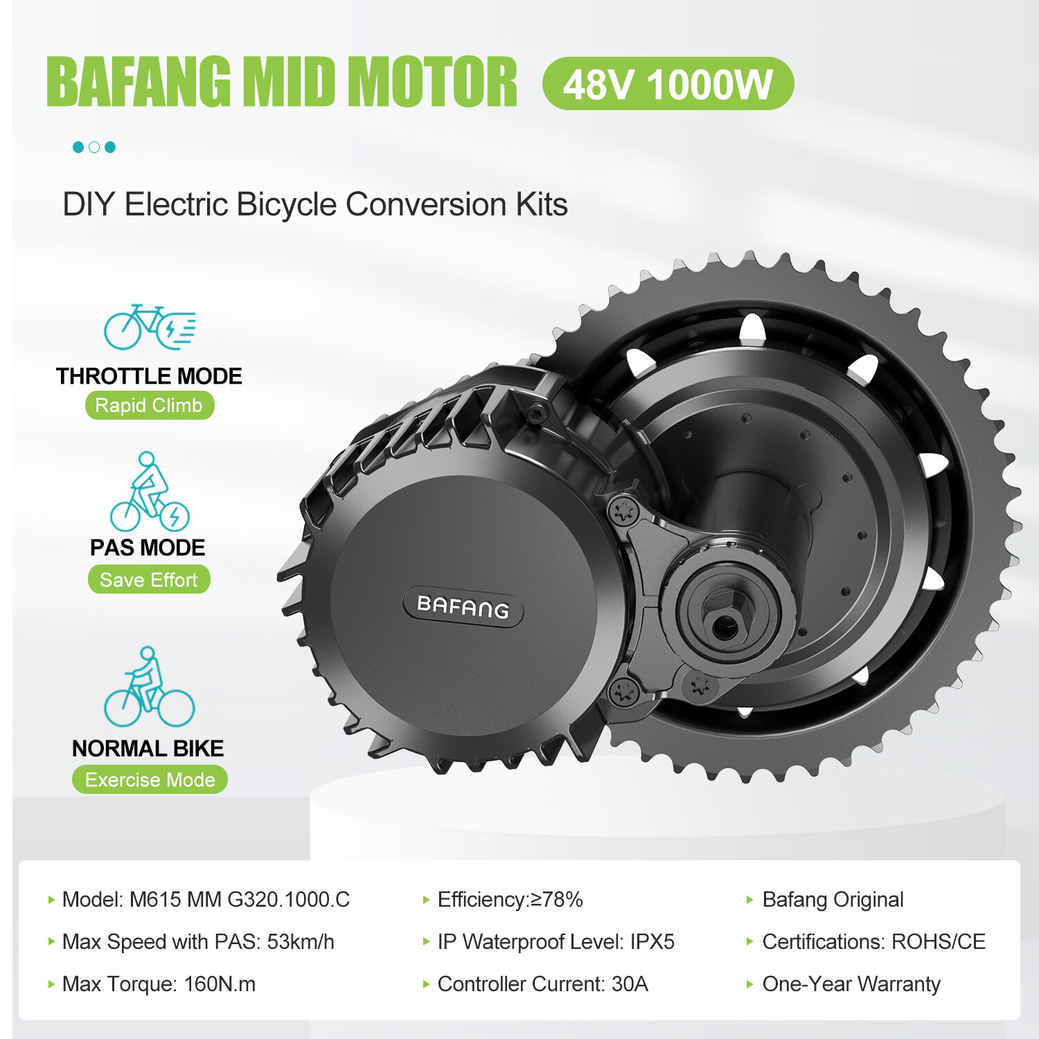 48V1000W68mm Bafang Mid Drive Motor EKD01 Display Electric Bicycle Conversion