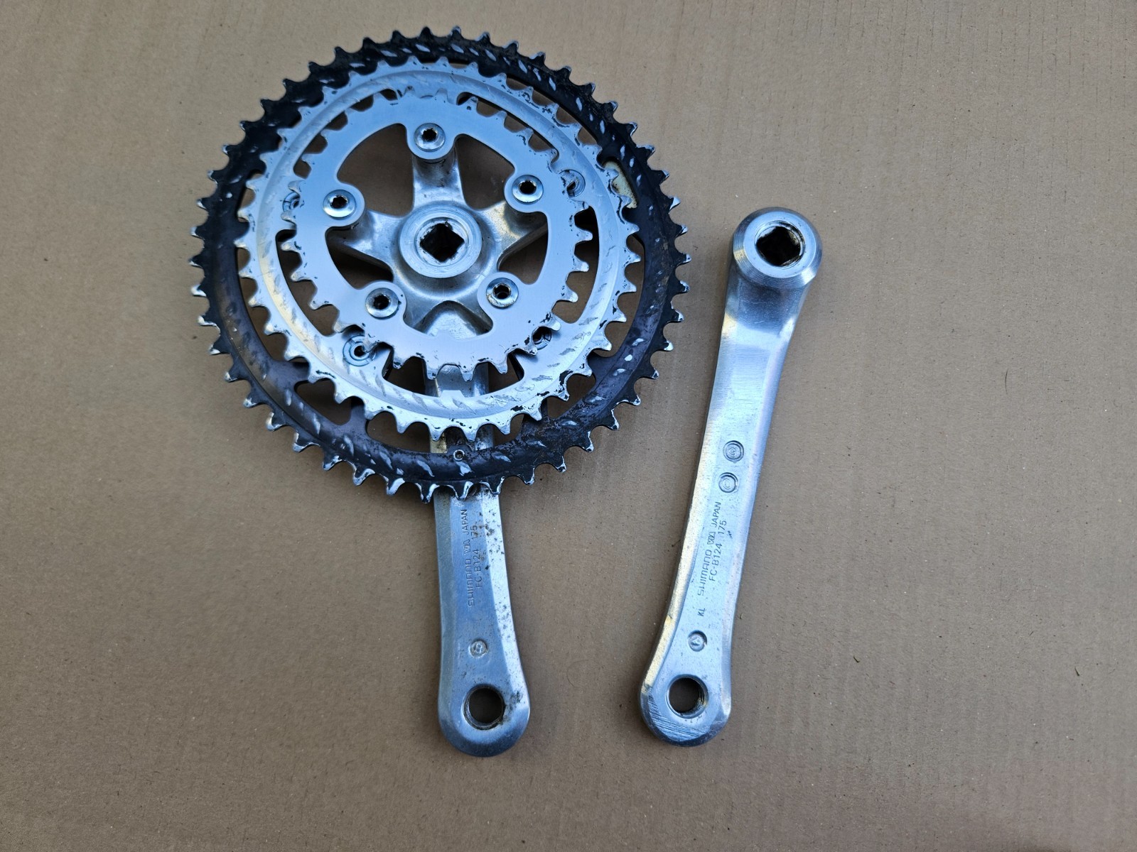 Vintage Shimano FC-B124 BioPace Triple Mountain Crankset 175mm 48/38/28 XT Japan