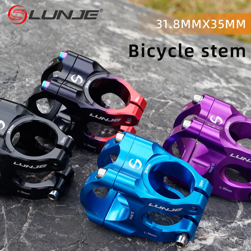 LUNJE 31.8mm MTB Bike Stem CNC Aluminum Alloy Short Handlebar Riser Road Bicycle