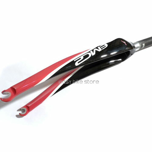 28.6mm CYCLING 3K CARBON FORK 370MM RED & BLACK ROAD USE 700C 1 1/8″