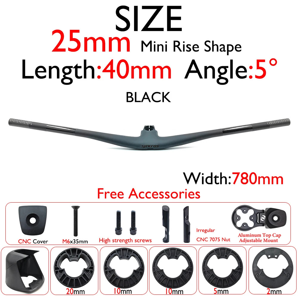 Carbon Fiber Mountain Bike Handlebar Integrated Handlebar 28.6mm 4°/5° Angle