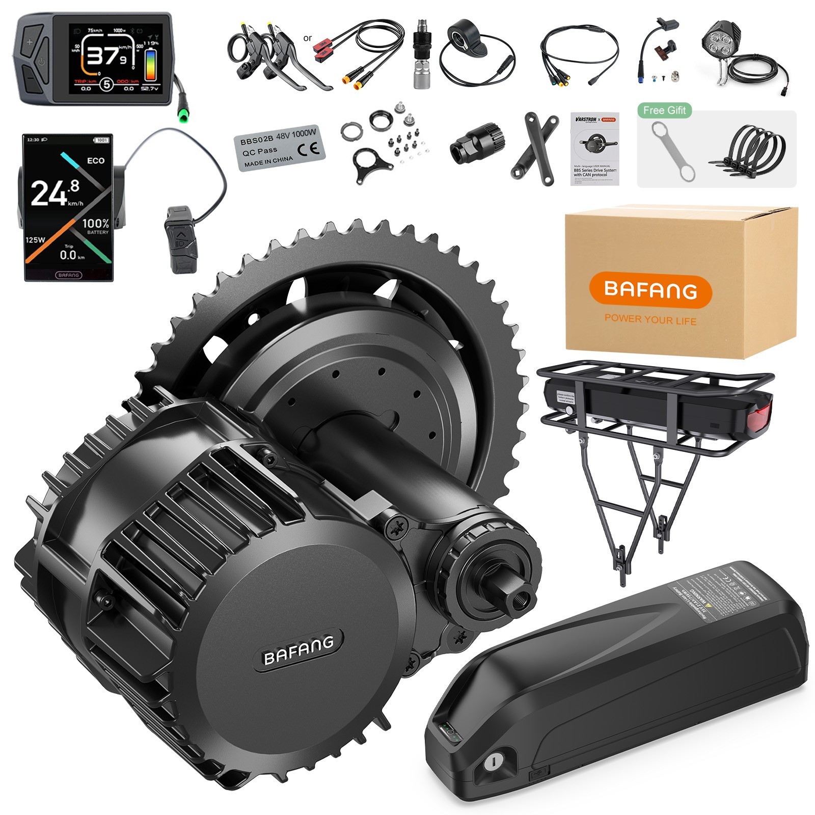 52V1000W Bafang BBSHD Mid Motor Kit BBS03 Electric Bike Conversion Kits 68-73mm