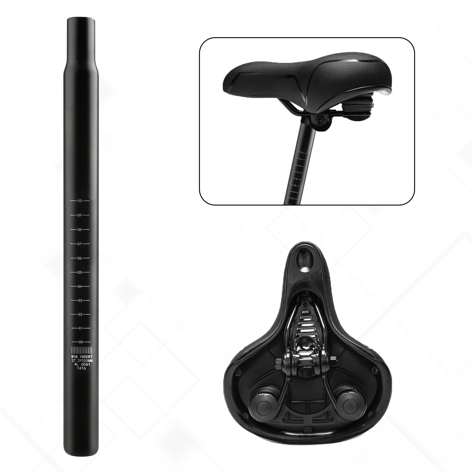 Bike Seat Post 25.4mm 27.2mm 28.6mm 30.4mm 30.8mm 31.6mm Aluminum 350mm Lengt…