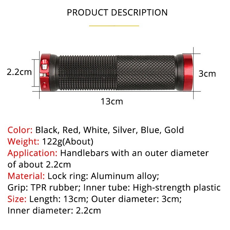 Ergonomic Rubber Bicycle Handlebar MTB Mountain Bike Grips Cycling Lock-On Ends