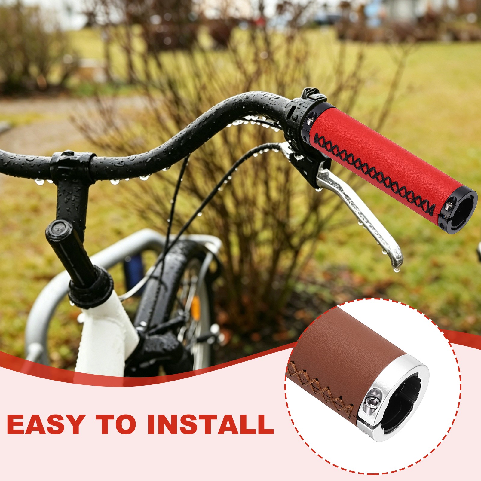 Ergonomic Bike Grips, Bike Straight Bar 5.31in Double Lock-on Light Brown